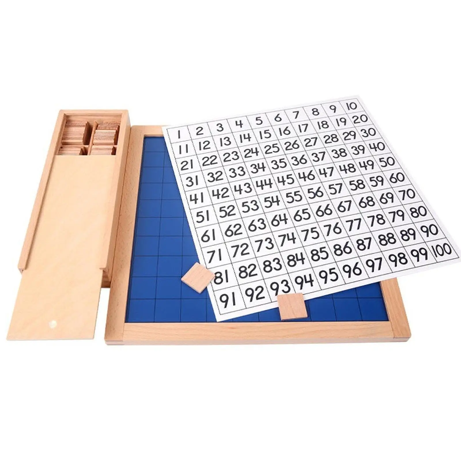 Hölzernes Mathe-Brett, Montessori-Spielzeug, 1–100 Zahlen, Entwicklung, Holzspielzeug, Hundert-Brett, Holz-Zähltablett für Geschenke für Kinder