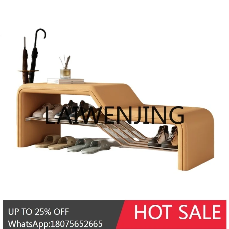 RWJ Home Can Sit and Put Shoes Test Shoes Door Strip Leather Footstool