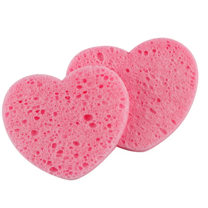 10/20/50PCS Roze Hartvorm Gezichtssponzen Pad Gecomprimeerd Natuurlijke Herbruikbare Gezichtsreiniging Pads Exfoliërende voor Reiniging
