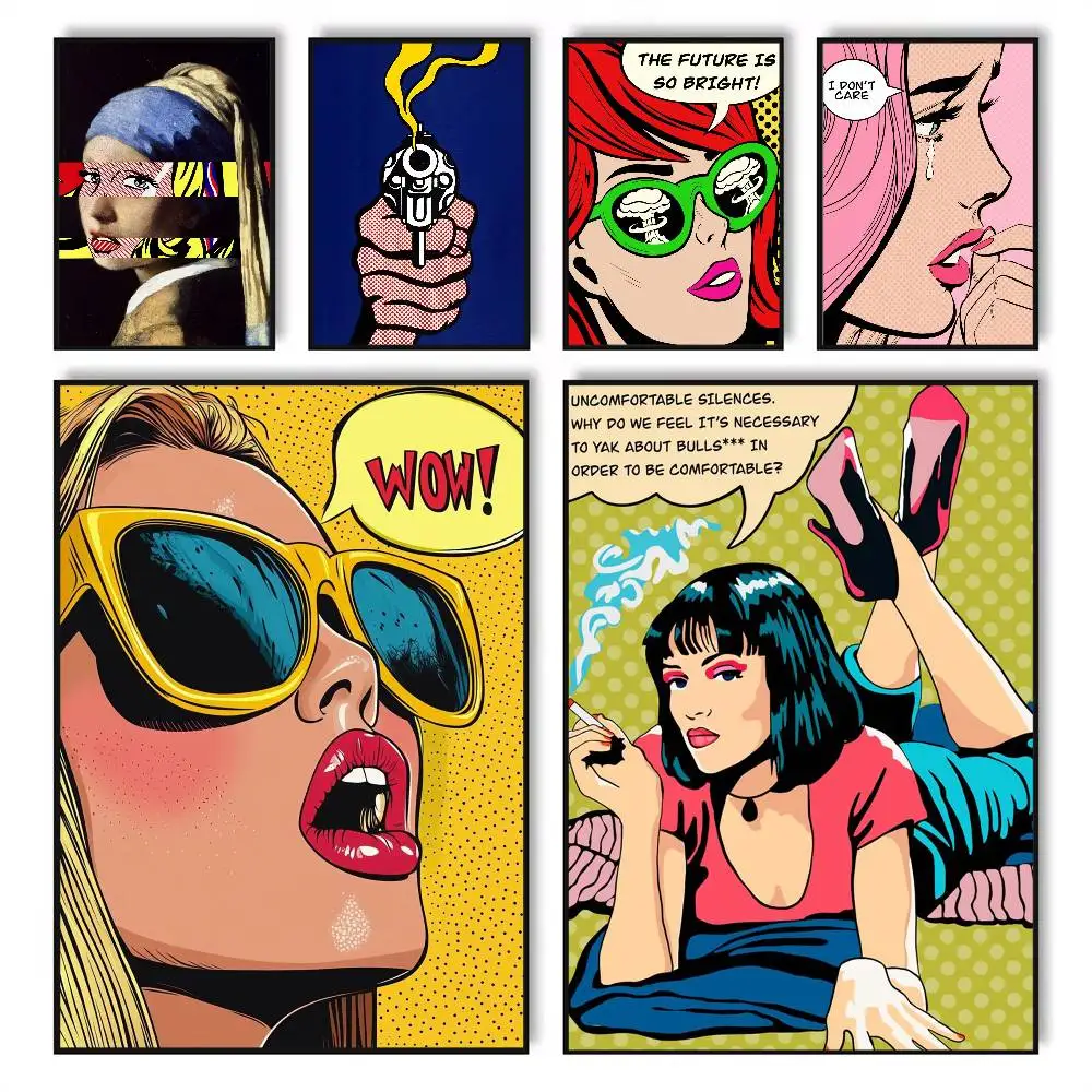 Póster artístico R-Roy L-Lichtenstein, carteles HD, autoadhesivos, impermeables, ideales para decoración de sala de estar, dormitorio y bar