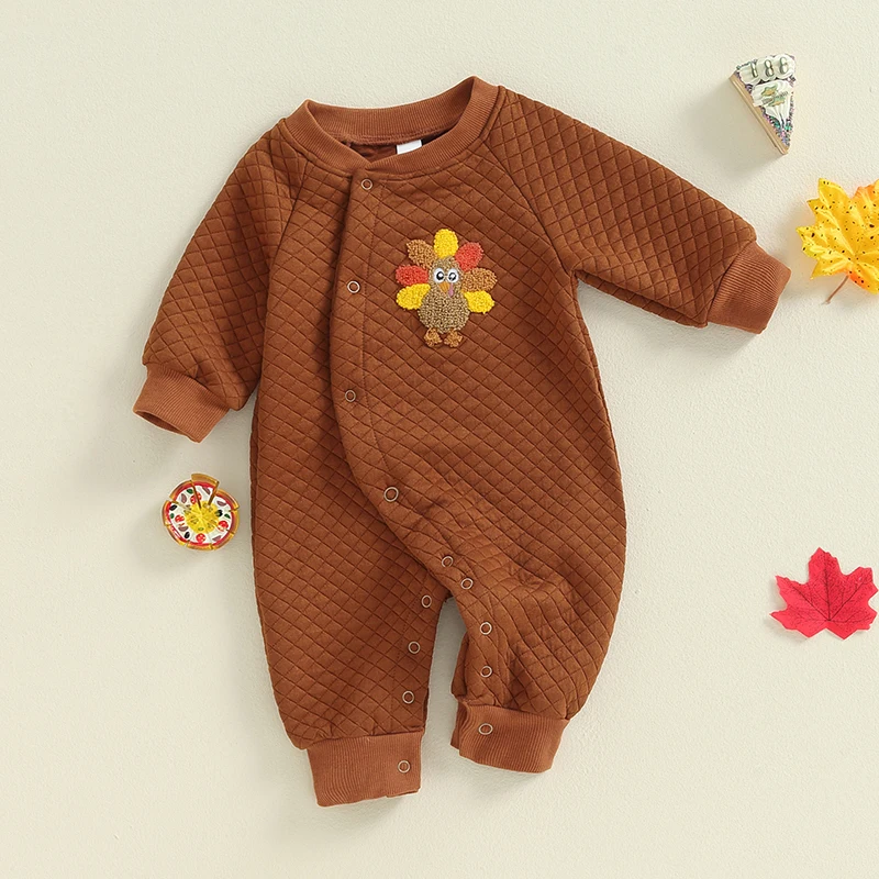 Newborn Baby Boy Girl Halloween Outfit Pumpkin Turkey Long Sleeve Romper Jumpsuit Baby Thanksgiving Fall Clothes