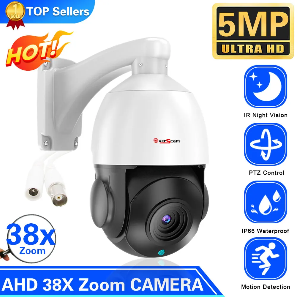 

5MP Infrared Led Outdoor AHD PTZ 38X Zoom Auto Focus Lens 6in1 AHD CVI TVI CCTV PTZ Speed Dome Security IR 150M HD PTZ Camera