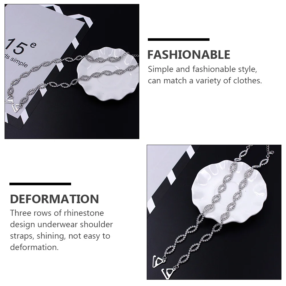 1 زوج قابل للتعديل المعادن حجر الراين حمالة الصدر حزام أصحاب الفضة لامعة الملابس الداخلية الكتف الأشرطة فستان الزفاف اكسسوارات المرأة