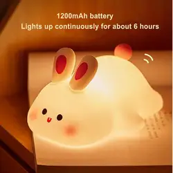 Touch Sensor RGB LED Rabbit Night Light Remote Control USB Rechargeable Silicone Bunny Lamp for Children Baby Toy Gift