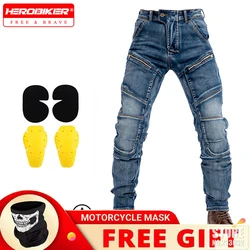 Men Moto Jeans Motorcycle Pants Protective Gear Touring Motorbike Trousers Motocross Pants CE Protective Gear Stretch Jeans