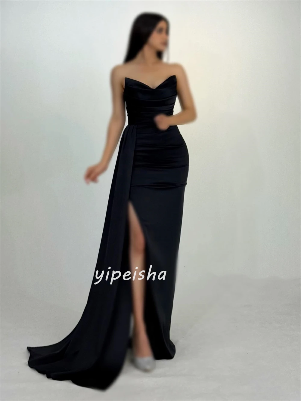 Customized Modern Style Simple Ruched Pleat Mermaid Strapless Long Dresses Bespoke Occasion Dresses Sizes Available High Quality
