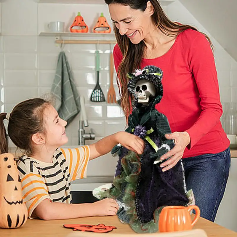 

Haunted Doll Decorative Ghost Figurine Halloween Skeleton Doll Desktop Decoration House Studio Home Ornaments For Boys Girls