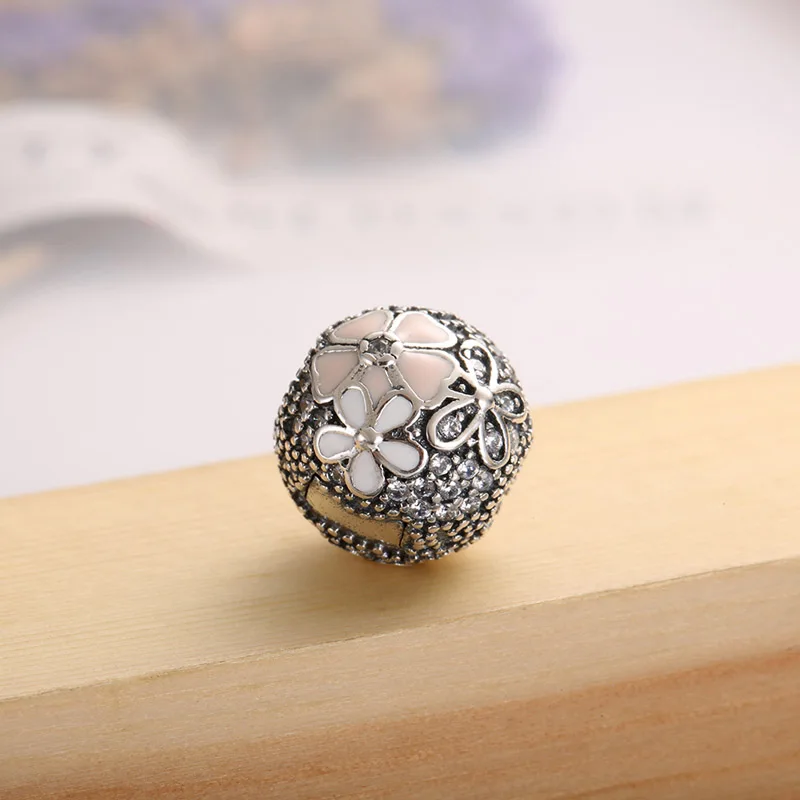 Poetic Bloom Fixed Clip Lock Stopper Charm Fit Women Bracelet Bangle DIY Jewelry S925 Sterling Silver Daisy Flower Bead