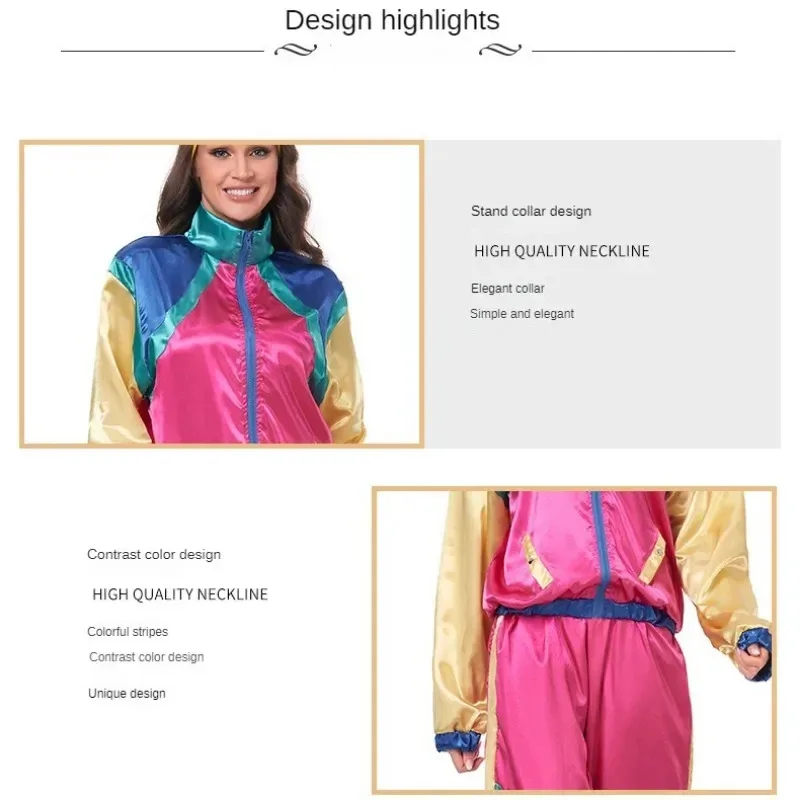 Sky02 สุภาพสตรีฮาโลวีน Retro Disco 70s คู่เข้าร่วม Hippie Dance Hip-Hop คอสเพลย์เครื่องแต่งกายประสิทธิภาพแฟน Bir88Ji