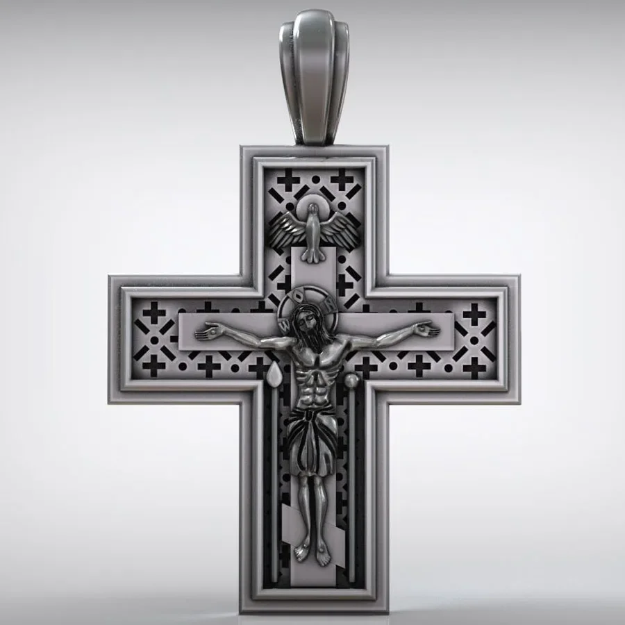 19g Christ Orthodox Crucifix Jesus Cross Religious Pendant  Customized 925 SOLID STERLING Silver High Trendy