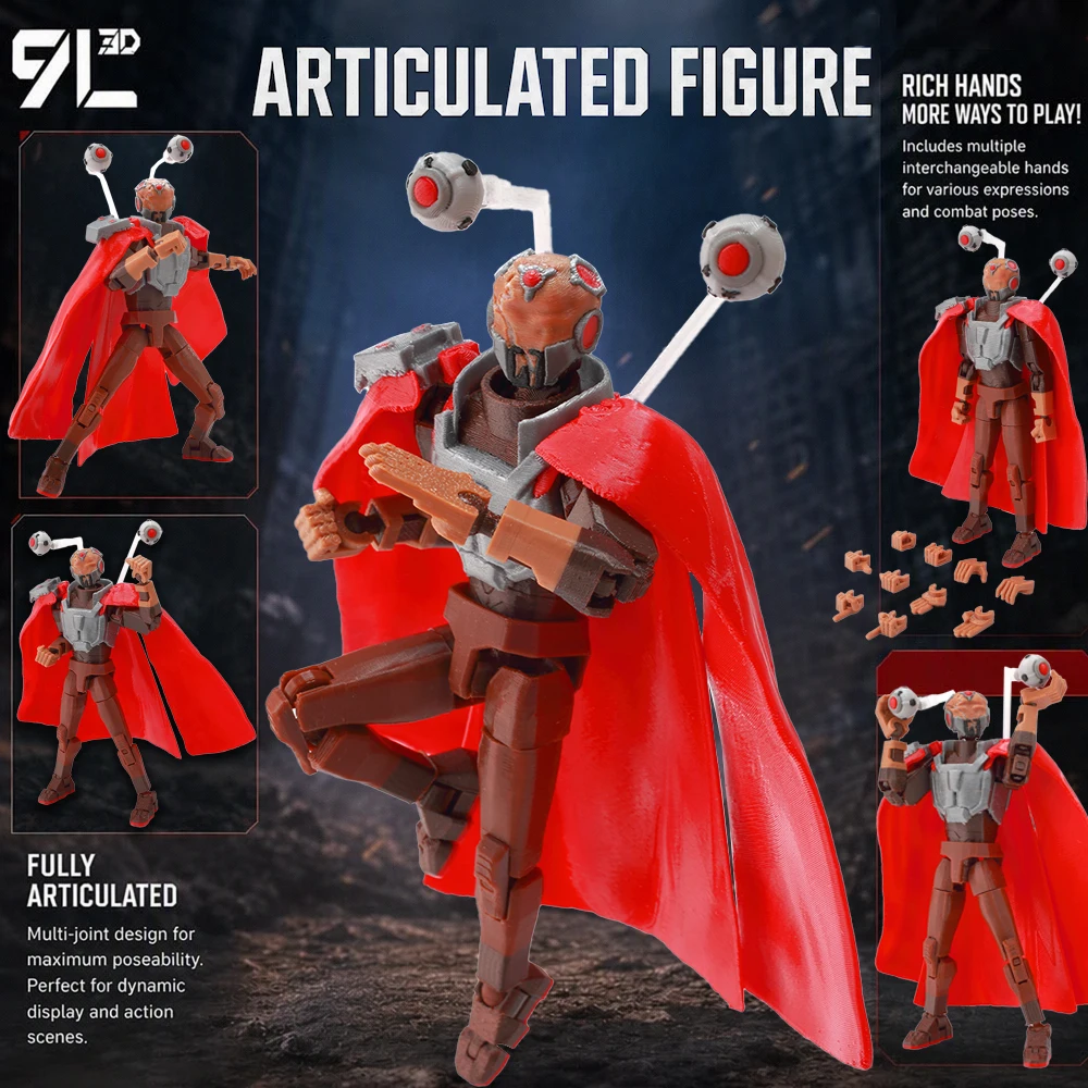 9L3D Lucky13 Dummy13 T13 Teen Superhero​ Action Figure Toy 3D Printed Multi-Jointed Movable Robot 14cm Christmas Easter Gift