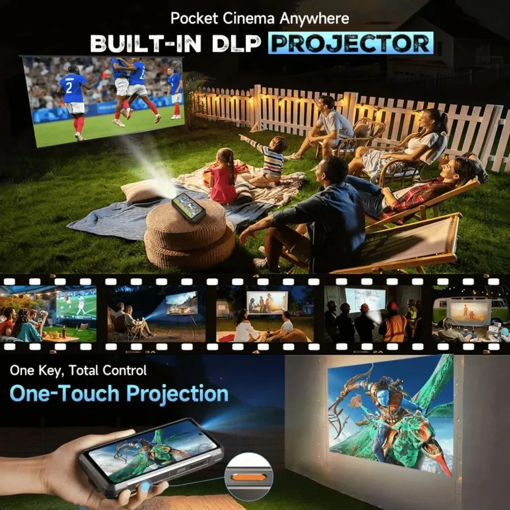 New Ulefone Armor 34 Pro 5G AI Smartphone 6.95 Inch 120Hz 32GB+512GB Mobile Phone Built-in Projector 25500mAh 64MP Cellphone NFC