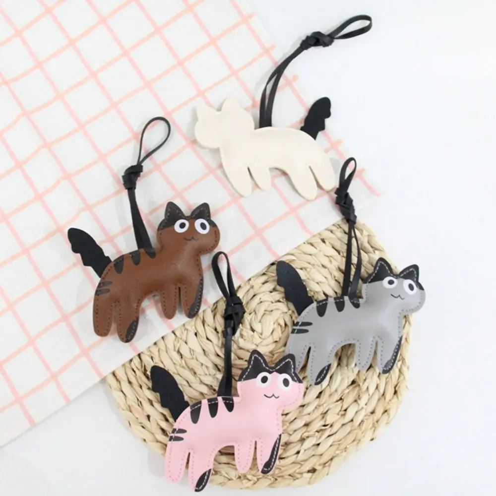 Multi-color PU Leather PU Leather Cat Hanger Cute Puppy Animal Cartoon Keychain Fashion Cartoon Bag Pendant Women