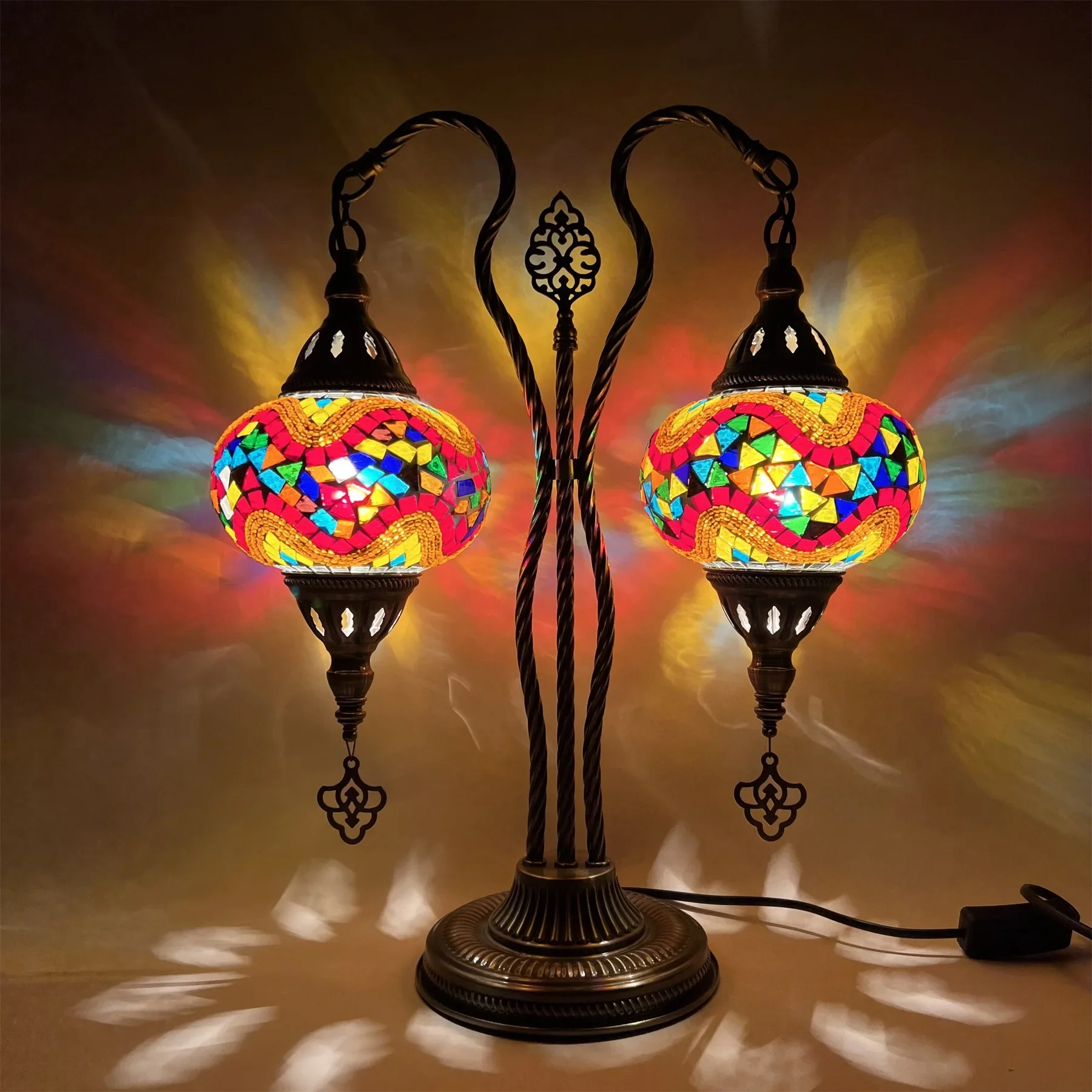 Double Neck Swan Table Lamp Living Room Bedroom Hotel Bar Handmade Glass Table Lamp