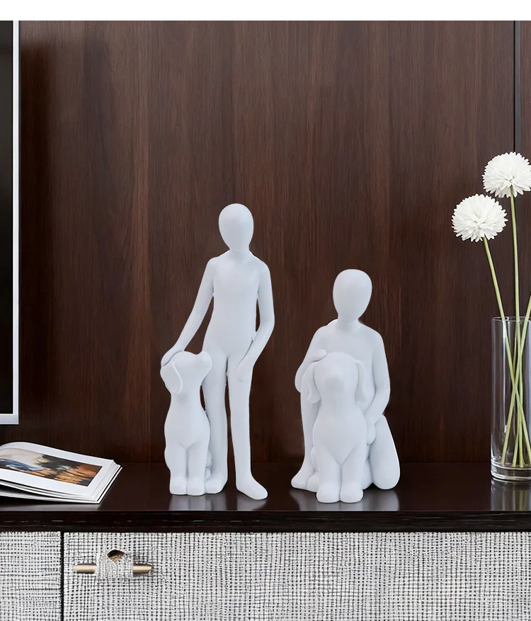 

Скульптура домашнего декора, милый человек и собака, статуя, украшение для офиса, гостиной, спальни, дома, подарки на память для любителей домашних животных, подарок