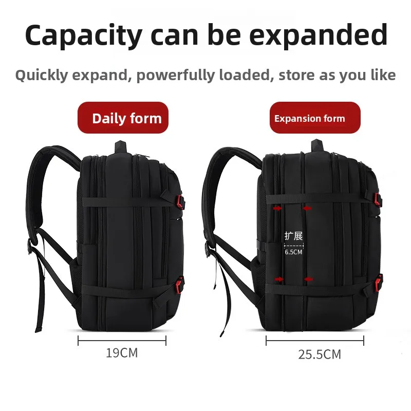 New Men's Business Backpack Large Capacity Expandable Waterproof Laptop Bag Air-Cushion Shoulder Travel Commuter Work Pack