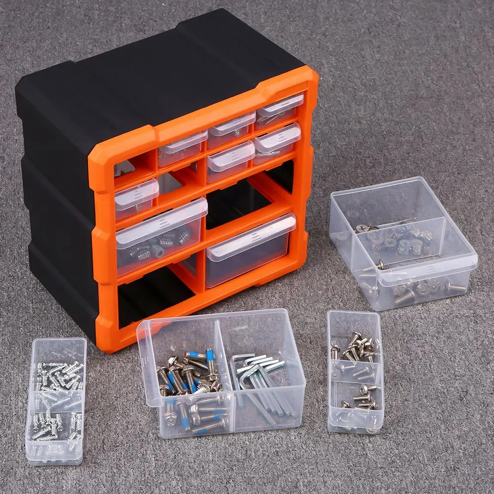 ABZL F-156D Scatola portautensili in plastica portatile Valigia Cassetta degli attrezzi per elettricisti e cassetto Scatola portaoggetti per parti PP + PS
