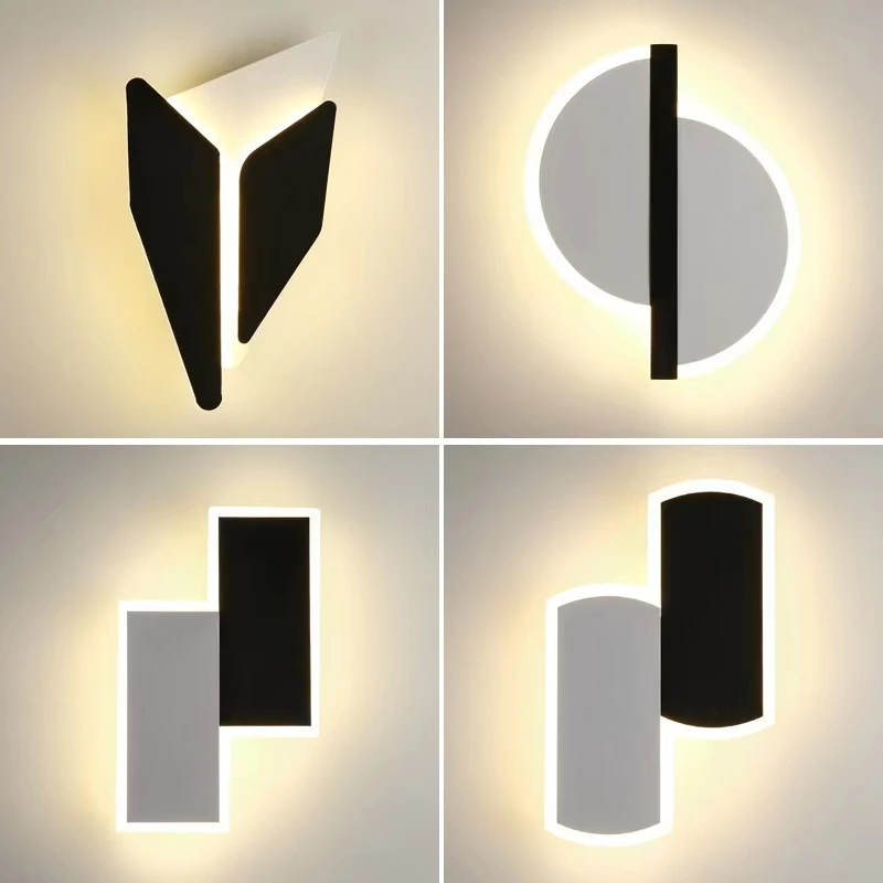 

Modern Minimalist Wall Lamps Home Decor Living Room Bedroom Bedside A110-240V Led Sconce Black White Light Aisle Decoration