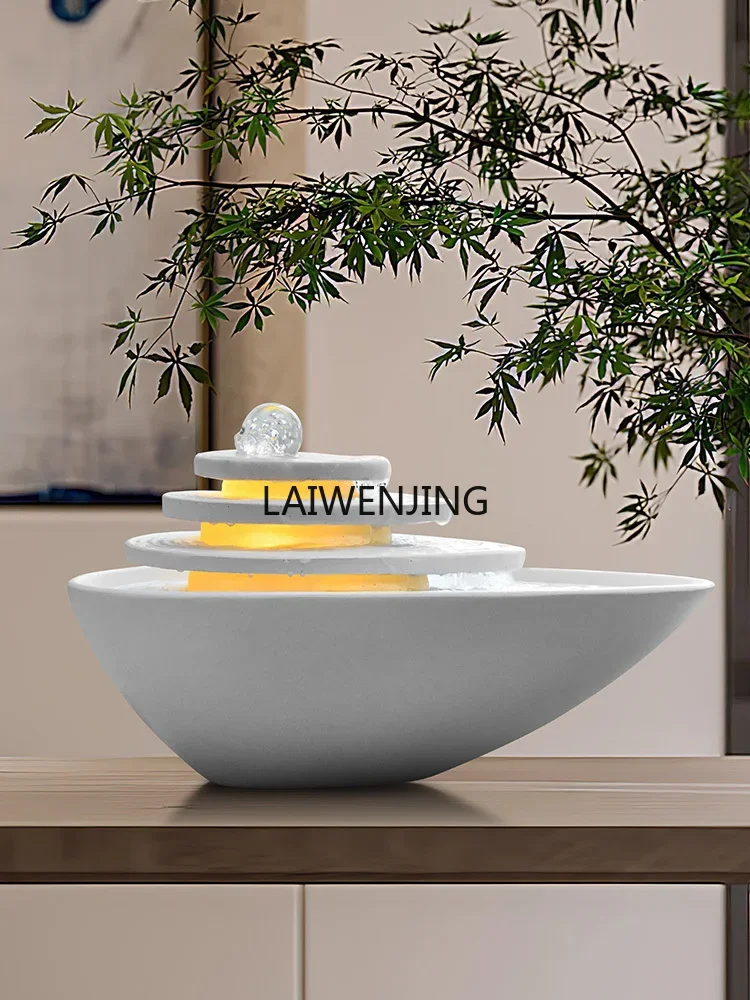 Flowing water ornament feng shui ball hotel clubhouse floor water feature light luxury living room decoration entrance