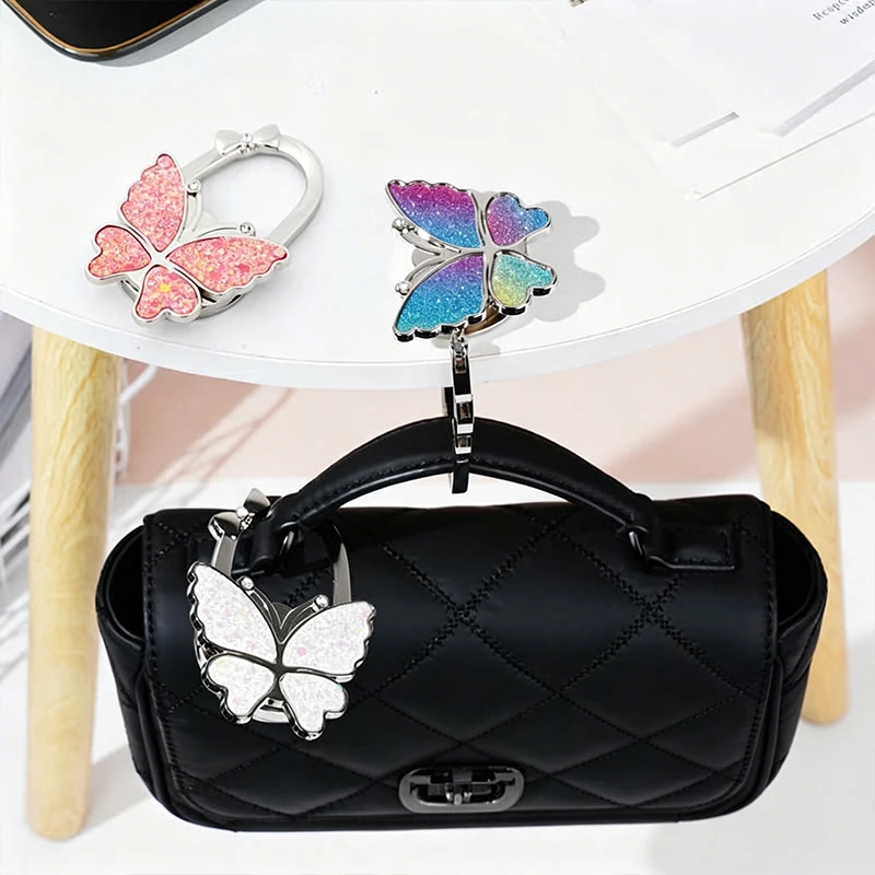 Portable Foldable Fashion Butterfly Bowknot Table Hook Holder Practical Folding Accessory for Women's Handbags
