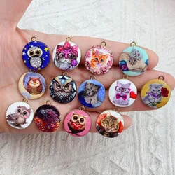 10pcs Owl Cat Enamel Beads Charms Pendants for Jewelry Making Floating Metal Women DIY Necklace Bracelet Earrings Accessories