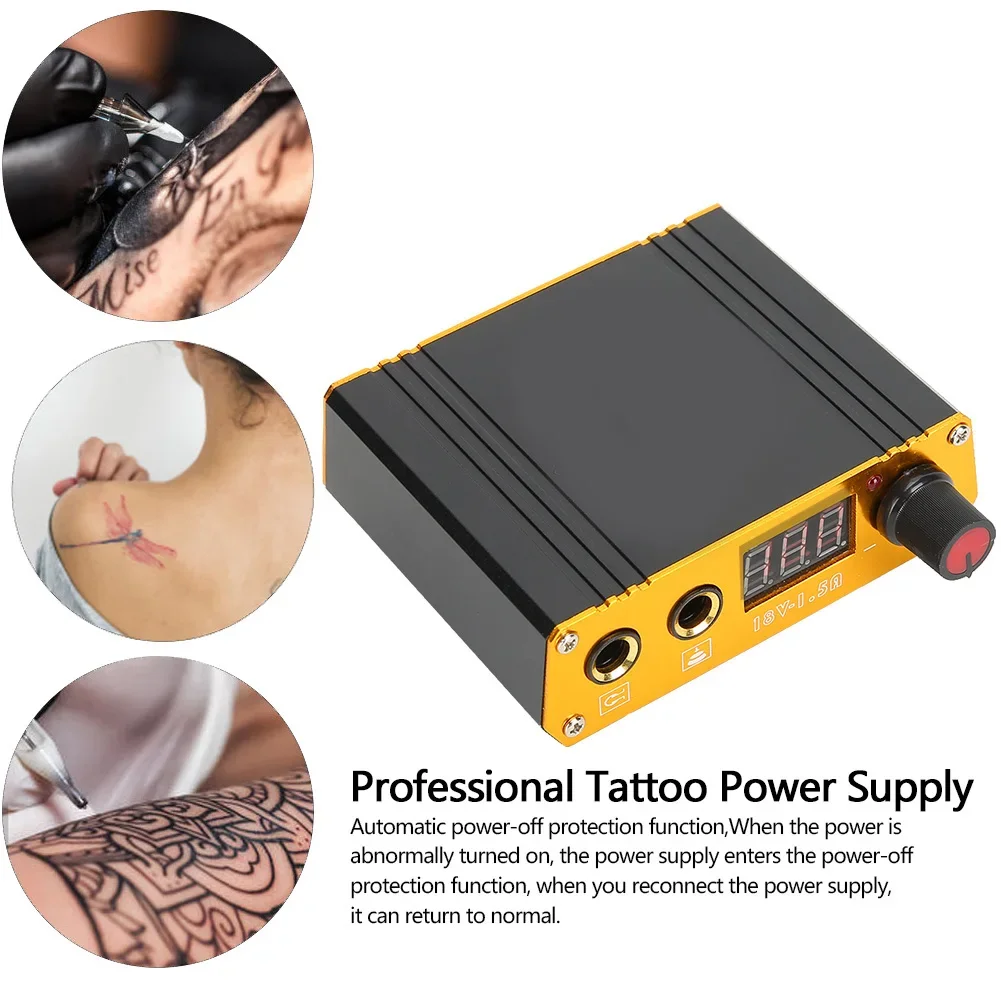 1 stks dubbele modi nieuwe zwarte professionele mini tattoo machine voeding tattoo voeding met lcd-scherm tattoo benodigdheden