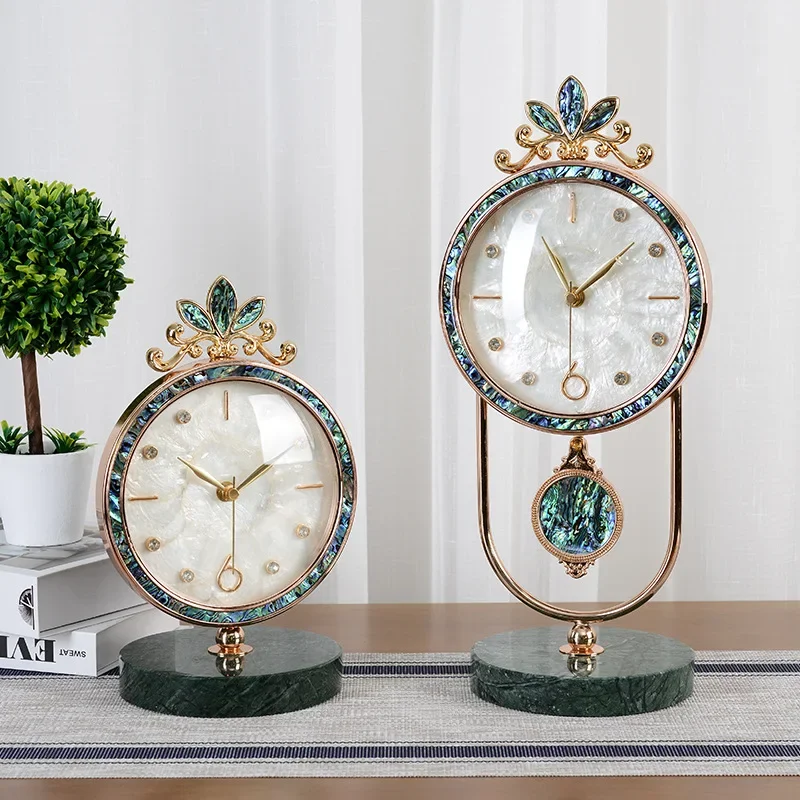 

Light Luxury Marble Desk Clock, Table Clock Ornament, Home and Living Room, Grand and Fashionable