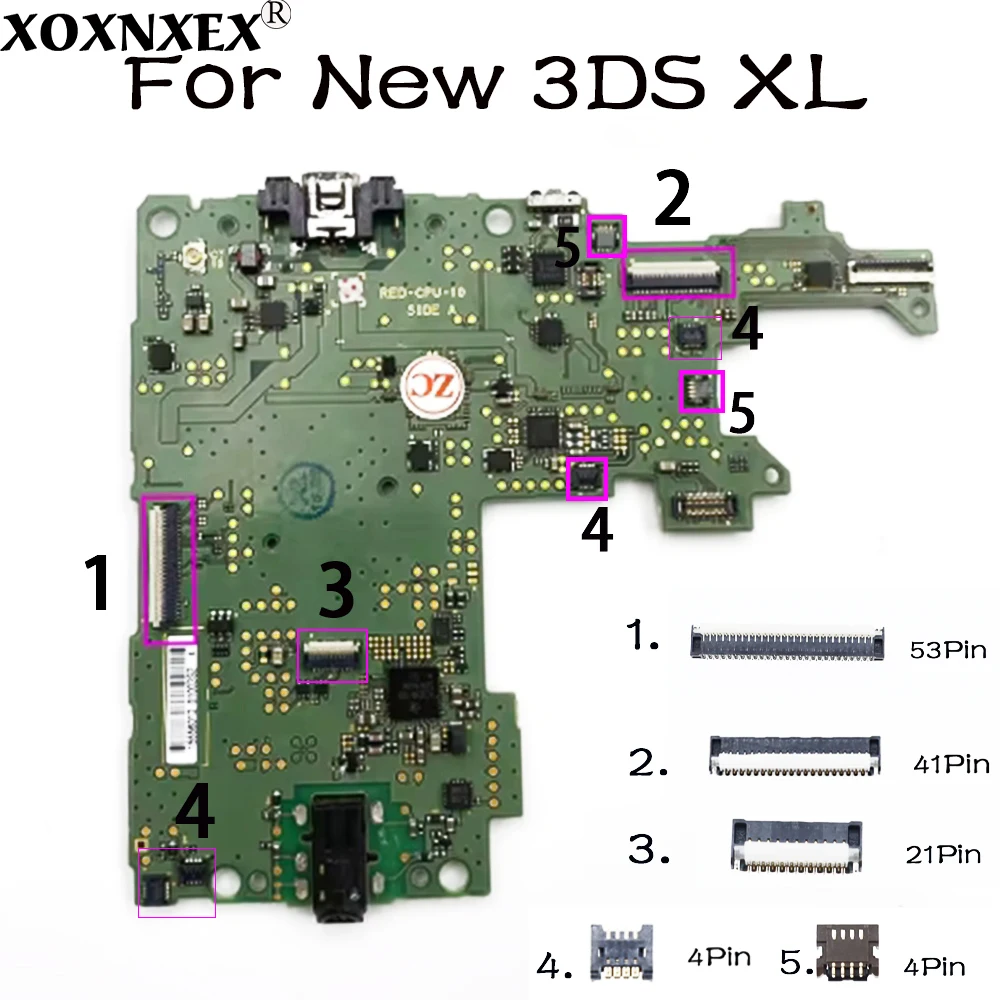 For  4Pin 21Pin 41Pin 53Pin FPC Female Socket Motherboard LCD Display Screen Flex Cable Clip Ribbon Connector For New 3DS LL XL - view 2