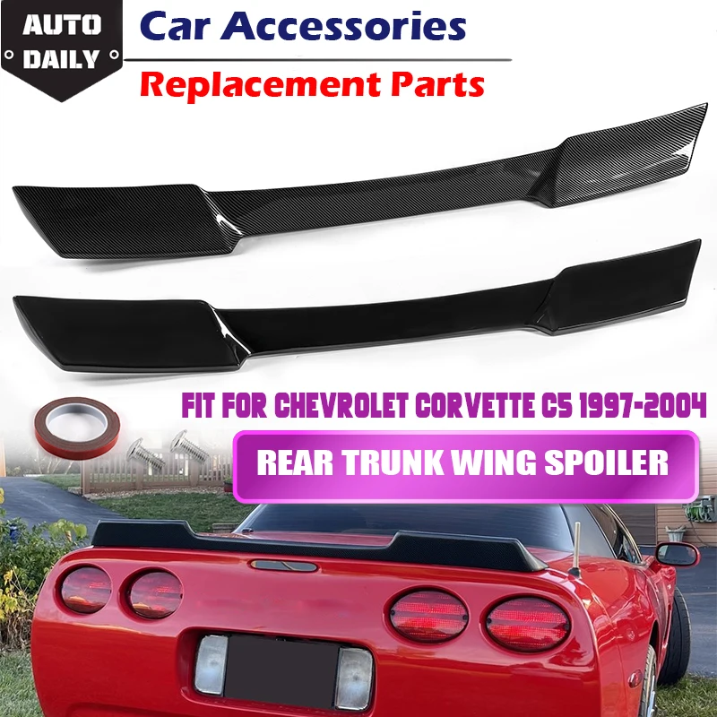 Car Rear Bumper Wing Spoiler Lid Fit For Corvette C5 ZR1 Extended Style 1997-2004 Gloss Black Carbon Fiber Look Car Accessories