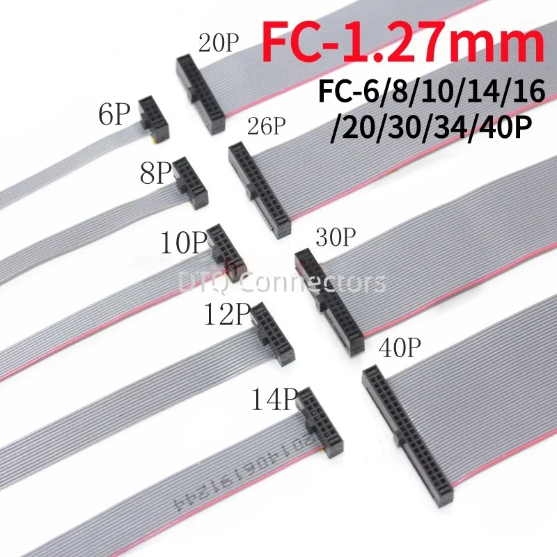

1 шт. FC 1,27 мм серый плоский ленточный кабель для передачи данных IDC с двумя концами в одном направлении FC-6/8/10/14/16/20/30/34/40P JTAG ISP кабель для загрузки