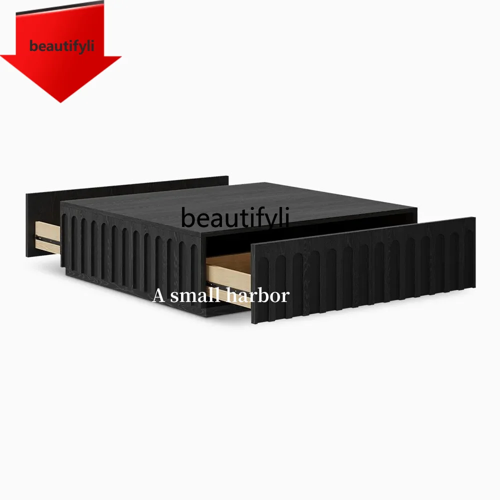 

A38 Журнальный столик в стиле ваби-саби Дизайнерский винтажный черный низкий журнальный столик из массива дерева для гостиной