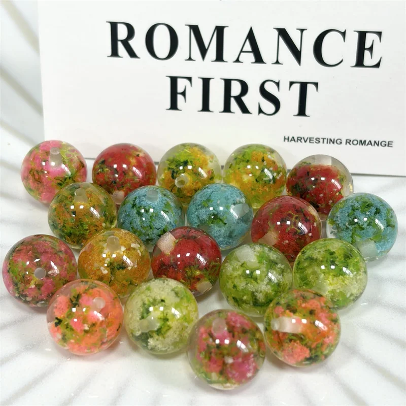 2026 Newest 54pcs/lot 16mm color flowers core geometry rounds shape resin beads diy jewelry garment hair accessory
