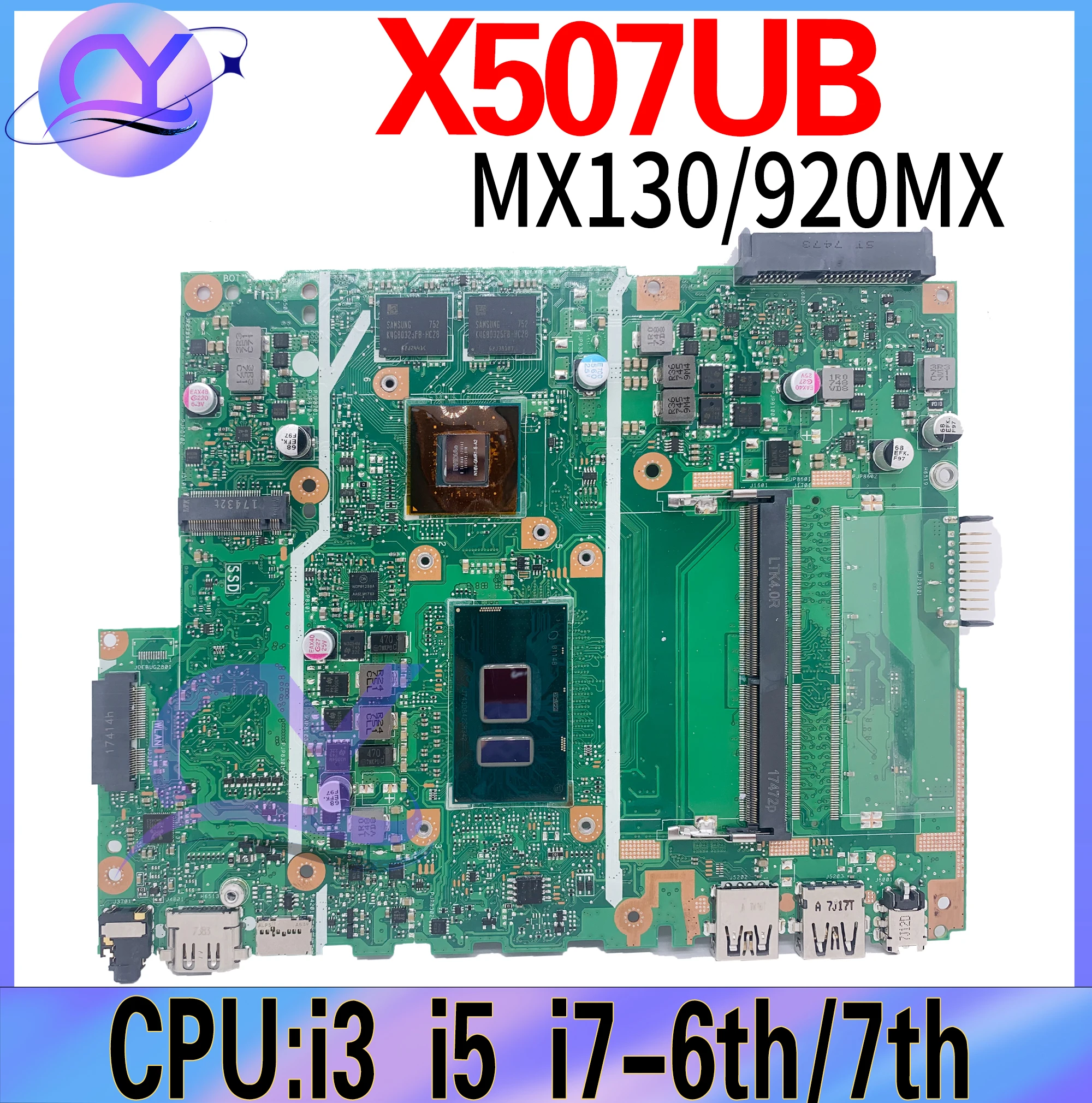 

X507UB Mainboard For ASUS X507 X507U X507UBR X507UF Laptop Motherboard GT920MX MX130 I3 I5 I7 6th/7th/8th 100% Working