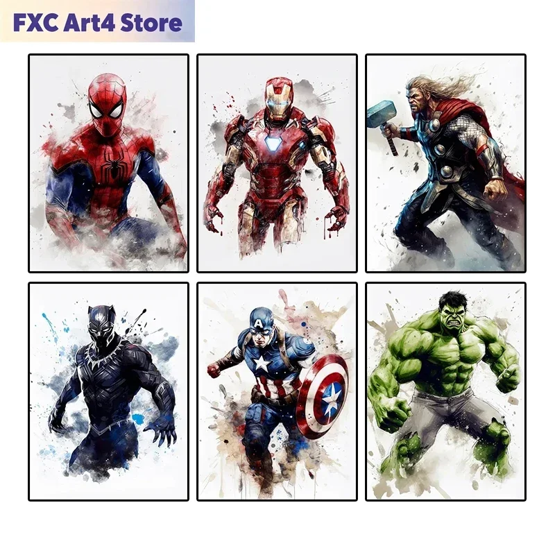 Pintura en lienzo sin marco de los superhéroes de Marvel, Spider Man, Iron Man, Hulk, carteles artísticos de pared de películas, imágenes para habitación de niños, decoración del hogar
