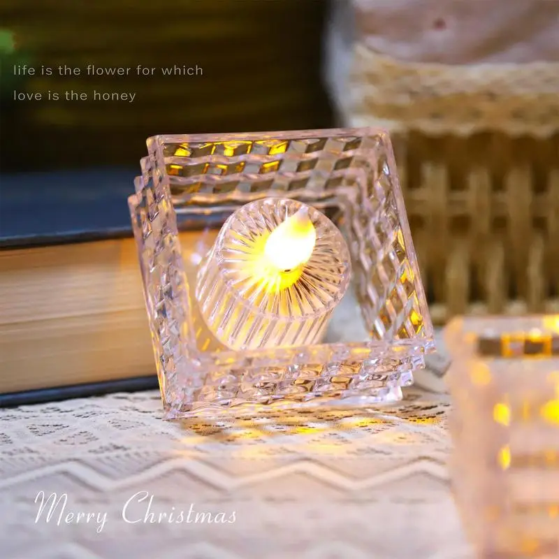 Electric Tea Lights 6pcs Cube Battery Tea Lights Candles Romantic Candles Light Electric Led Candles For Christmas Wedding