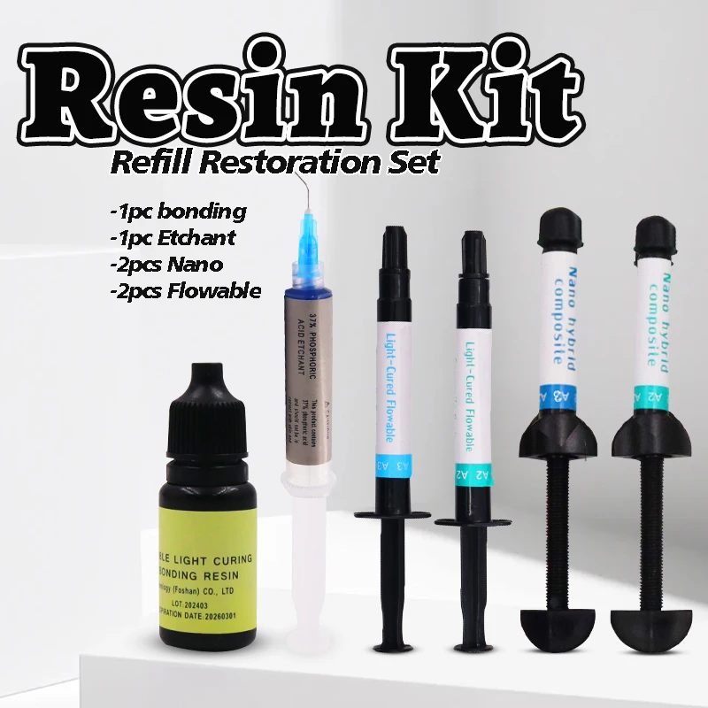 Dental Resin Flowable Light Curing A2 A3 Universal Shade Dentist Consumables Syringe Acid Etch Gel Adhesive Bonding Whole Kit