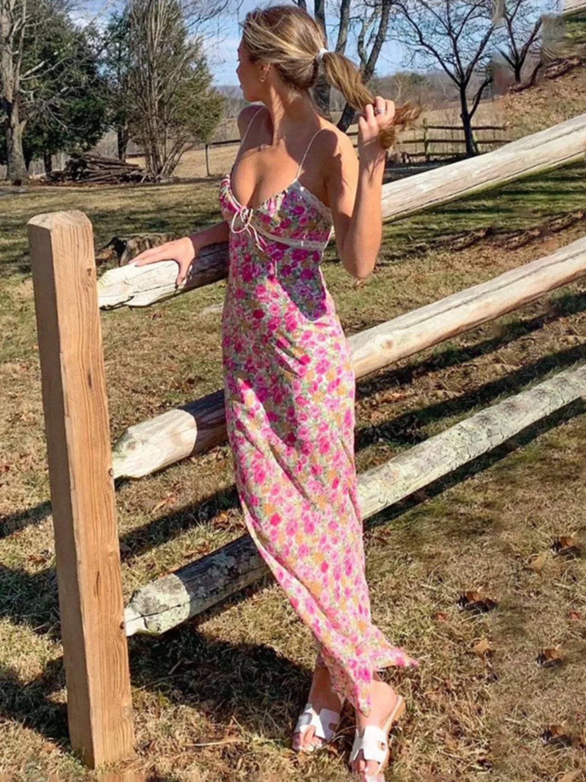 Vestidos femininos modestos e elegantes verão cupro ombre alça espaguete faixas em camadas sem cintura resort ins estilo ao ar livre protetor solar