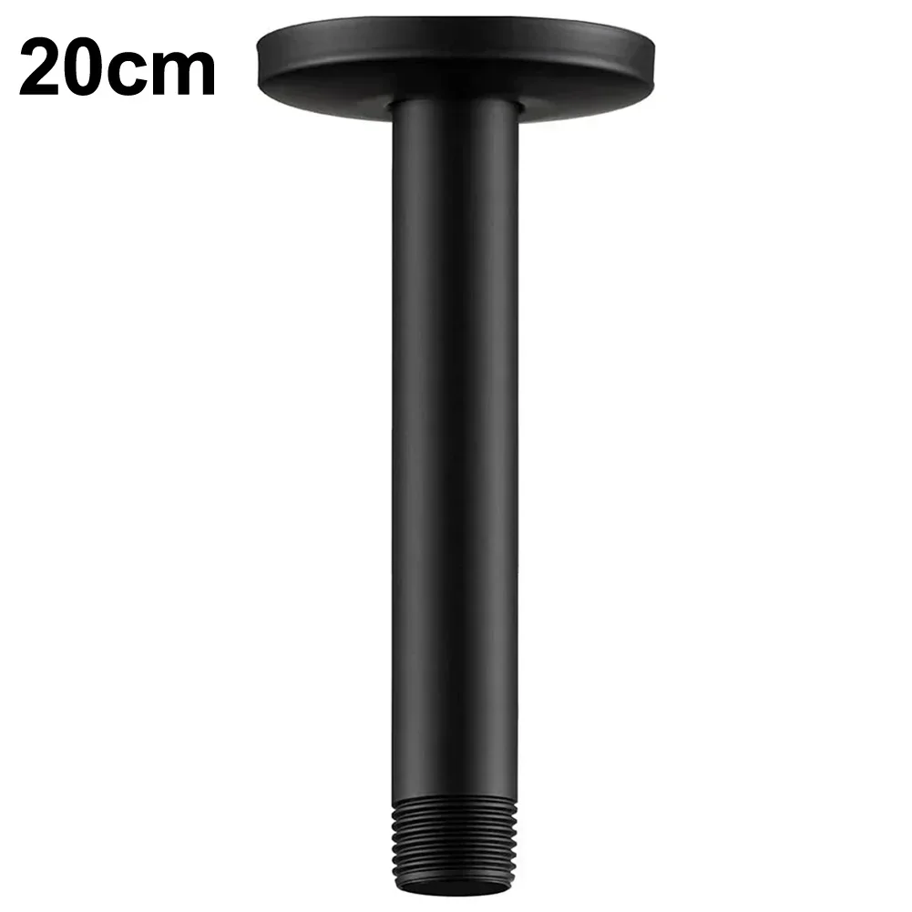 10-30cm Black Shower Bracket With Flange Straight Ceiling-mounted Shower Head Extension Bathroom Accessories