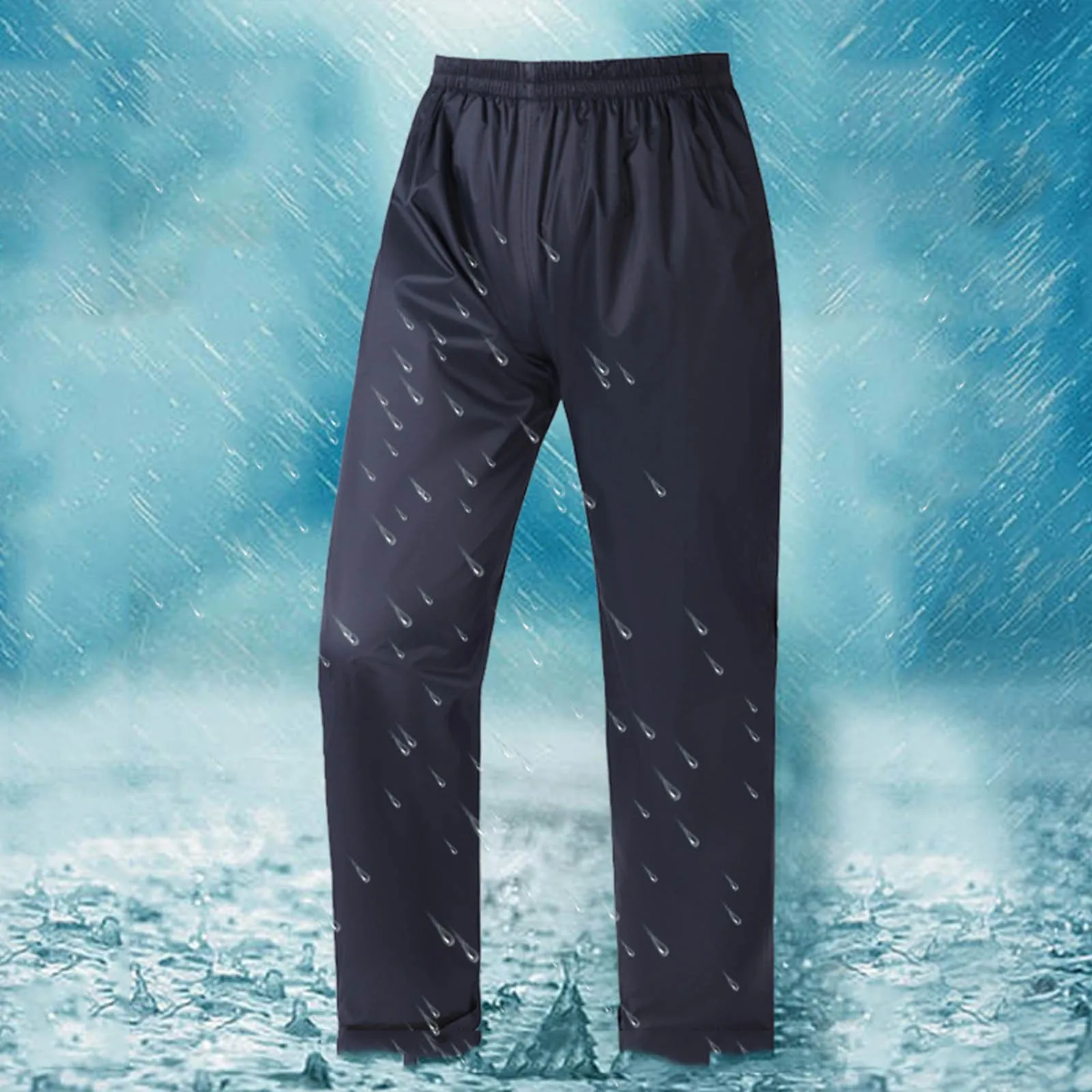 

Soft Work Rain Pants Solid Color Loose Stretchy Waist Men Rain Pants Splash-resistant Women Men Rainwear Outdoor Clothes