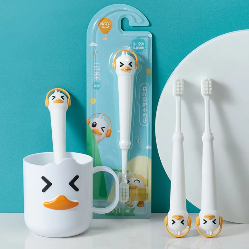 1 PC Children's Toothbrush Cute Little White Duck Soft Hairbrush Effective Clean Teeth Protecting Child Gum Health Teeth Brush