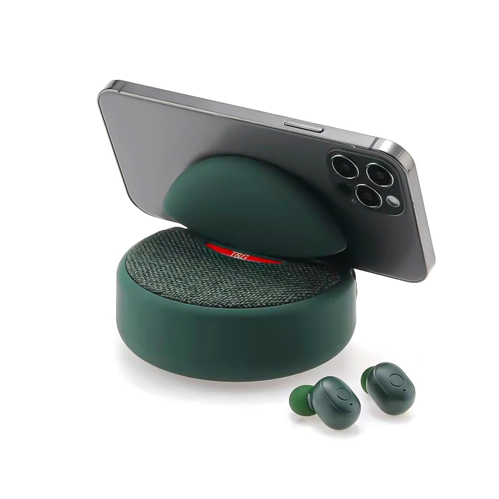 TG808 Mini Wireless Bluetooth Speaker Wireless Earphone Two-in-one TWS Subwoofer Stereo Hands-free Multi-function / TF Card / FM