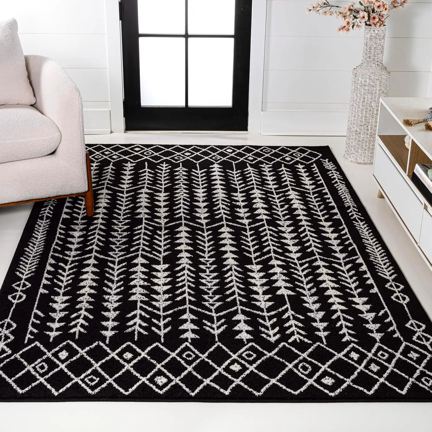 8 Ziri Moroccan Geometric Area Rug, Bohemian, Scandinavian, Minimalistic, Transitional, Rustic for Living Room