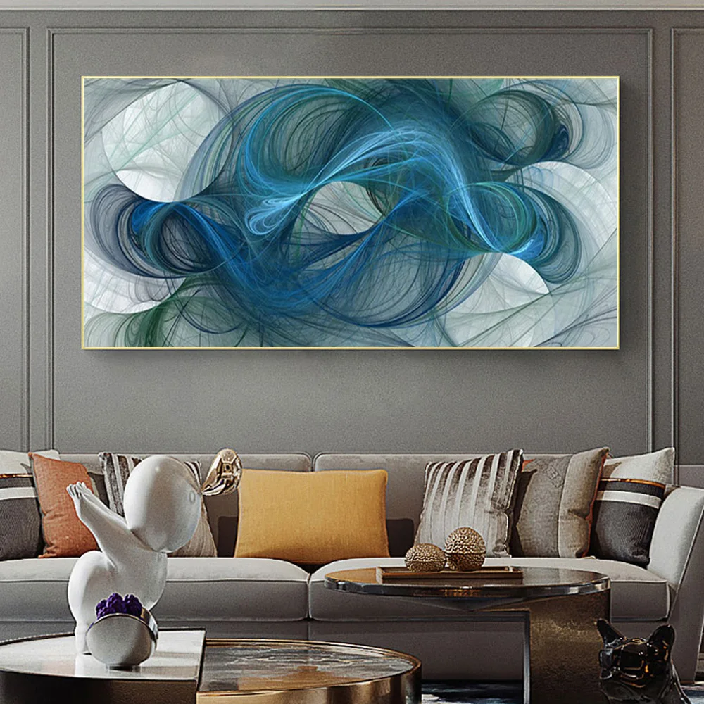 

Абстрактные синие фотообои и принты, современные фотообои для гостиной, отеля, украшение для дома