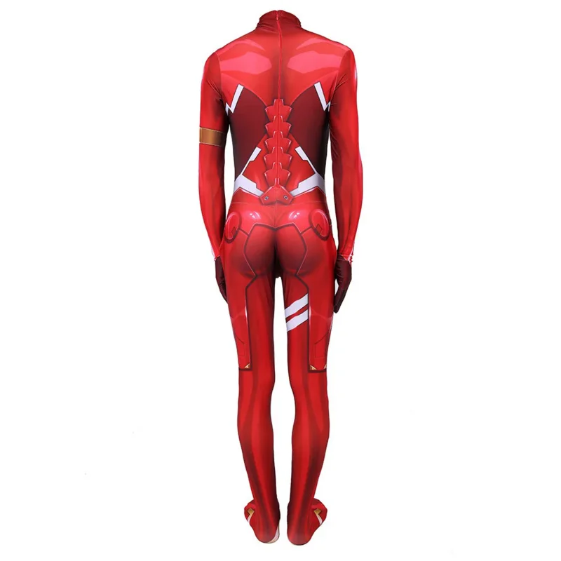 Women sexy Zentai suit Zero Two cosplay costume bodysuit London in the Franxx 02 rode play jumpsuit Halloween costume set