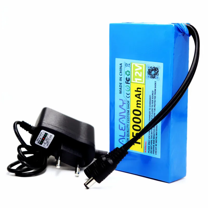 

100% New Portable 12v 20000mAh Lithium-ion Battery Pack DC 12.6V 20Ah Battery with EU Plug+12.6V1A Charger+DC Bus Head Wire