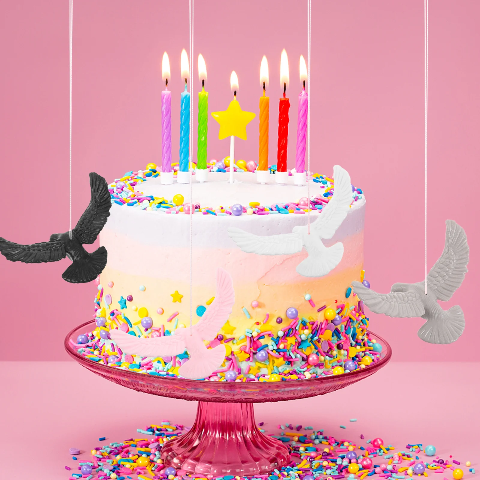 

12Pcs Peace Dove Decorations Realistic Flying Bird Ornaments Hanging Wedding Cake Toppers Craft Accessories Peace Theme Charms