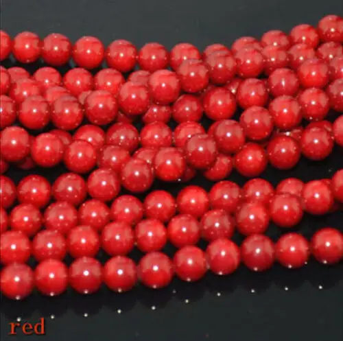 Natural 6/8/10/12MM Red Coral Round Gemstone Loose Beads 15\