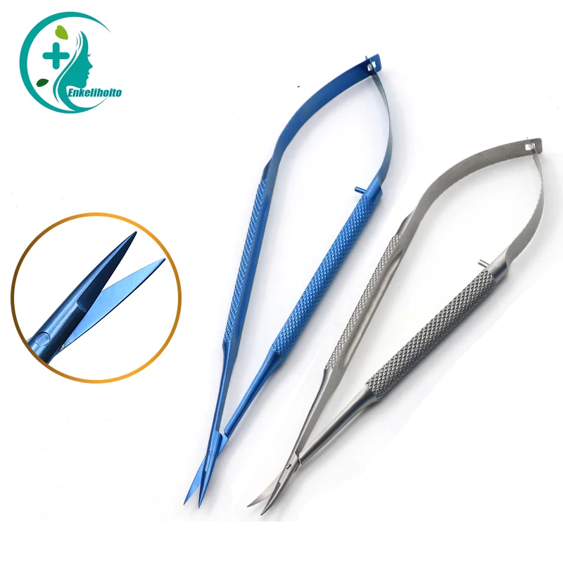 Eyebrow trimming scissors ophthalmic micro scissors straight end pointed elbow, and high-quality corneal scissors 12-18cm