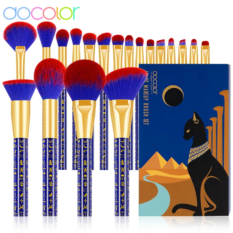 Docolor 19pcs Makeup Brushes Set Foundation brushes Professional Eyeshadow Concealer Blush Brush set Make Up Brush Tool Kit