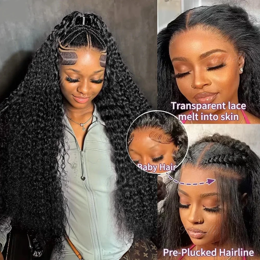 Fasci di capelli umani sciolti a onda profonda con chiusura trasparente 4x4 chiusura 13X4 tessuto frontale dei capelli umani Tissage 3/4 pacchi ricci